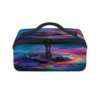 Trousse de maquillage colorée en forme de gorille psychédélique - Portable et étanche - Trousse de toilette plate ouverte - Organiseur de voyage pour femme et homme