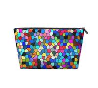 Trousse de maquillage colorée en verre teinté Tie Dye, trousse de toilette de voyage, trousse de maquillage pour femme, organisateur de trousse de maquillage en cuir, jolie pochette de maquillage