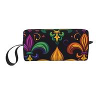 Trousse de maquillage colorée Mardi Gras résistante à l'eau - Organiseur de toilette de voyage pour femmes et hommes - Pochette de rangement pour cosmétiques avec fermeture éclair - Petit sac à outils