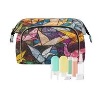 Trousse de maquillage colorée pour femme en vitrail avec fermeture éclair - Trousse de maquillage pour les voyages