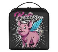 Trousse de maquillage conçue avec inscription « Believe Flying Pig with Wings Animal »