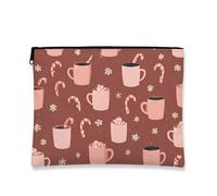 Trousse de maquillage confortable, tasse à café marron, pochette de voyage pour femme, petite trousse de toilette portable en toile avec fermeture éclair, trousse de toilette de vacances, marron, 7x9
