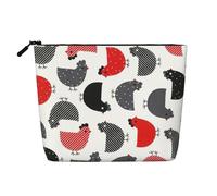 Trousse de maquillage créative avec imprimé poulet, sac de maquillage pour femme, grande capacité, pochette à fermeture éclair