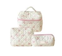 Trousse de maquillage créative avec nœuds décoratifs pour femme à la recherche de praticité et de styles dans le rangement des cosmétiques matelassé, b