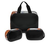 Trousse de maquillage créative de basket-ball pour homme et femme - Trousse de toilette translucide - Trousse de toilette de voyage - 3 pièces, couleur, XL, Trousse de maquillage