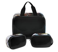Trousse de maquillage Ddesign motif train à vapeur pour homme et femme - Rétro - Translucide - Trousse de toilette - 3 pièces - Organiseur de toilette de voyage, couleur, XL, Trousse de maquillage