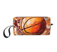 Trousse de maquillage de basket-ball aquarelle résistante à l'eau pour homme et femme - Pochette de rangement pour balle de sport avec fermeture éclair - Petit sac à outils portable