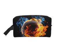 Trousse de Maquillage de Basket-Ball Fire and Water pour Femme, Trousse de Maquillage de Sport, Trousse de Toilette Portable, Accessoires de Voyage, Cadeau