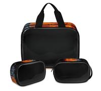 Trousse de maquillage de basket-ball pour homme et femme, sac de toilette translucide avec motif de basket-ball, sac de douche, 3 pièces, articles de toilette de voyage, organisateur de cosmétiques,