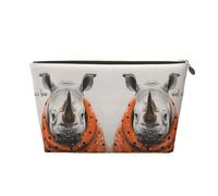 Trousse de maquillage de bienvenue avec motif rhinocéros à pois, trousse de toilette de voyage, trousse de maquillage pour femme, trousse de maquillage en cuir, jolie pochette de maquillage, Or, One