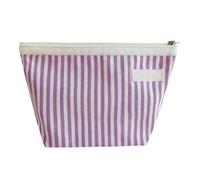 Trousse de Maquillage de Excursion, Multi-Fonctionnelle Pochette à Maquillage Rayée, Sac à Cosmétiques à Glissière Trousse en Coton avec Fermeture Éclair pour Femme.