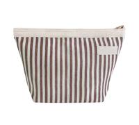 Trousse de Maquillage de Excursion, Multi-Fonctionnelle Pochette à Maquillage Rayée, Sac à Cosmétiques à Glissière Trousse en Coton avec Fermeture Éclair pour Femme.