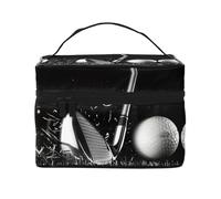 Trousse de maquillage de golf noire et blanche, trousse à cosmétiques de voyage, boîte à outils cosmétiques, organisateur de cosmétiques, Noir , Taille unique