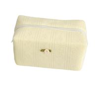 Trousse de maquillage de grande capacité, pochette de transport simple avec fermeture éclair, organiseur portable pour le shopping et les sorties en famille en plein air, Jaune, 18x12x10cm, Mode