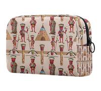 Trousse de maquillage de la culture ancienne africaine pour femme, trousse de toilette de voyage, grande pochette de maquillage pratique avec fermeture éclair, multicolore, 18.5x7.5x13cm/7.3x3x5.1in,