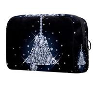 Trousse de maquillage de luxe avec clochette de diamant pour femme, trousse de toilette de voyage, grande pochette de maquillage pratique avec fermeture éclair, multicolore, 18.5x7.5x13cm/7.3x3x5.1in,