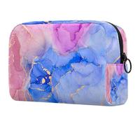 Trousse de maquillage de luxe avec motif vagues et tourbillons dorés pour femme, trousse de toilette de voyage, grande pochette de maquillage pratique avec fermeture éclair, multicolore,