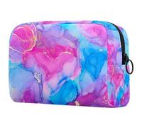 Trousse de maquillage de luxe avec texture d'encre pour femme, trousse de toilette de voyage, grande pochette de maquillage pratique avec fermeture éclair, multicolore, 18.5x7.5x13cm/7.3x3x5.1in,