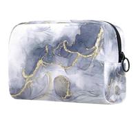 Trousse de maquillage de luxe avec texture marbre gris doré pour femme, trousse de toilette de voyage, grande pochette de maquillage pratique avec fermeture éclair, multicolore,