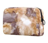 Trousse de maquillage de luxe dorée avec texture pailletée pour femme, trousse de toilette de voyage, grande pochette de maquillage pratique avec fermeture éclair, multicolore,