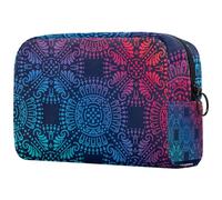 Trousse de maquillage de luxe ornementale mandala pour femme, trousse de toilette de voyage, grande pochette de maquillage pratique avec fermeture éclair, multicolore, 18.5x7.5x13cm/7.3x3x5.1in,