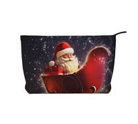 Trousse de maquillage de Noël magique en velours côtelé pour femme - Jolie trousse de maquillage de voyage avec dragonne, Noir , Taille unique, Trousse de maquillage