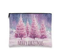 Trousse de maquillage de Noël, pêche, aquarelle, pochette de voyage pour femme, petite trousse de toilette portable en toile avec fermeture éclair, trousse de toilette de vacances, pêche, 7x9 Inch