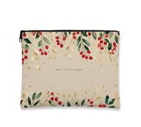 Trousse de maquillage de Noël, pochette de voyage à motif floral aquarelle pour femme, petite trousse de toilette portable en toile avec fermeture éclair, trousse de toilette de vacances, crème, 7x9