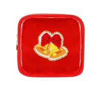 Trousse de maquillage de Noël, transport pratique, couleur rouge, mini pochette zippée, trousse de maquillage de vacances, facilité de rangement, pour les voyages quotidiens, les vacances