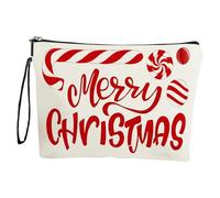 Trousse de Maquillage de Noël, Trousse de Maquillage étanche à Fermeture éclair, Pochette de Toilette spacieuse, Pochette de Noël pour Femme, Grand Sac de Rangement cosmétique, Sangle de