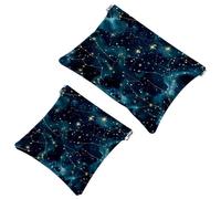 Trousse de maquillage de poche à presser sur le dessus, ciel nocturne mystique avec motif constellations sans couture, trousse de maquillage de voyage imperméable pour sac à main, mini pochette de