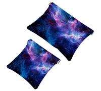 Trousse de maquillage de poche à presser sur le dessus, espace avec planètes, étoiles, motif astrologie, étanche, trousse de maquillage de voyage pour sac à main, mini pochette de maquillage portable