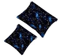 Trousse de maquillage de poche à presser sur le dessus, motif constellations de galaxie spatiale, sac de maquillage de voyage imperméable pour sac à main, mini pochette de maquillage portable sans