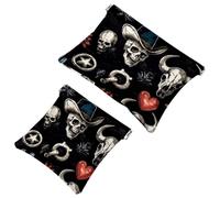 Trousse de maquillage de poche à presser sur le dessus, tête de mort dans un chapeau mexicain, cœur de cactus sauvage, étanche, trousse de maquillage de voyage pour sac à main, mini pochette de