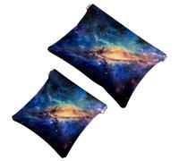 Trousse de maquillage de poche motif constellations galaxie, étanche, sans fermeture éclair, mini rangement de voyage portable pour écouteurs et bijoux, multicolore, 7.1x5.8 inch/4.7x4.5 inch