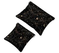 Trousse de maquillage de poche pour femme - En cuir imperméable - Sans fermeture éclair - Fermeture automatique - Mini sac pour sac à main - Constellations de l'espace galaxie sans couture,