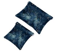 Trousse de maquillage de poche pour femme - En cuir imperméable - Sans fermeture éclair - Fermeture automatique - Mini sac pour sac à main - Motif constellations esthétiques, multicolore, 7.1x5.8
