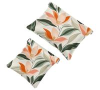 Trousse de maquillage de poche pour femme - En cuir imperméable - Sans fermeture éclair - Fermeture automatique - Mini sac pour sac à main - Vert sauge - Fleurs botaniques herbes branches feuilles,
