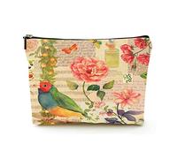 Trousse de Maquillage de qualité supérieure pour Femmes, Sacs à cosmétiques de Voyage en Lin, Affiche de Collage de Perroquet Vintage, étui à cosmétiques Durable