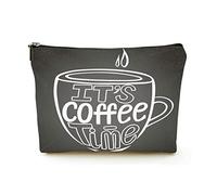 Trousse de Maquillage de qualité supérieure pour Femmes, Sacs à cosmétiques de Voyage en Lin, C'est l'heure du café, étui à cosmétiques Durable
