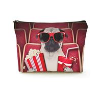 Trousse de Maquillage de qualité supérieure pour Femmes, Sacs à cosmétiques de Voyage en Lin, Chien regardant Un Film, étui à cosmétiques Durable