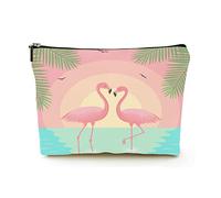 Trousse de Maquillage de qualité supérieure pour Femmes, Sacs à cosmétiques de Voyage en Lin, Feuilles de Palmier et mouettes, étui à cosmétiques Durable