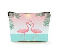 Trousse de Maquillage de qualité supérieure pour Femmes, Sacs à cosmétiques de Voyage en Lin, Feuilles de Flamants Roses et mouettes, étui à cosmétiques Durable