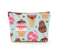 Trousse de Maquillage de qualité supérieure Sacs à cosmétiques de Voyage en Lin pour Femmes, crème glacée dans des cônes gaufrés, étui à cosmétiques Durable