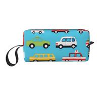 Trousse de maquillage de voiture de police de dessin animé résistante à l'eau pour femmes et hommes, ambulances, camion, pochette de rangement pour cosmétiques avec fermeture éclair, petit sac à