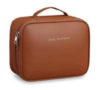 Trousse de Maquillage de Voyage 2 en 1, Organisateur Produits Toilette avec Porte-Brosse Amovible, Sac résistant à l'eau capacité pour Femme (Marron)