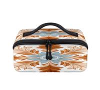 Trousse de maquillage de voyage 3D ethnique à fleurs - Portable et étanche - Trousse de toilette plate ouverte - Pour homme et femme