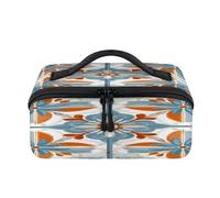 Trousse de maquillage de voyage à fleurs ethniques 3D - Portable et étanche - Trousse de toilette plate ouverte - Pour homme et femme