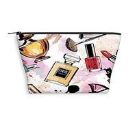 Trousse de maquillage de voyage à motif de tête de taureau aquarelle avec fleur suspendue, organiseur de rangement pour femme, multicolore (rapezoïde), Multicolore_31, Taille unique, Trousse de beauté