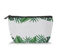 Trousse de maquillage de voyage à motif de tête de taureau aquarelle avec fleur suspendue, organiseur de rangement pour femme, multicolore (rapezoïde), Vert Blanc_10, Taille unique, Trousse de beauté